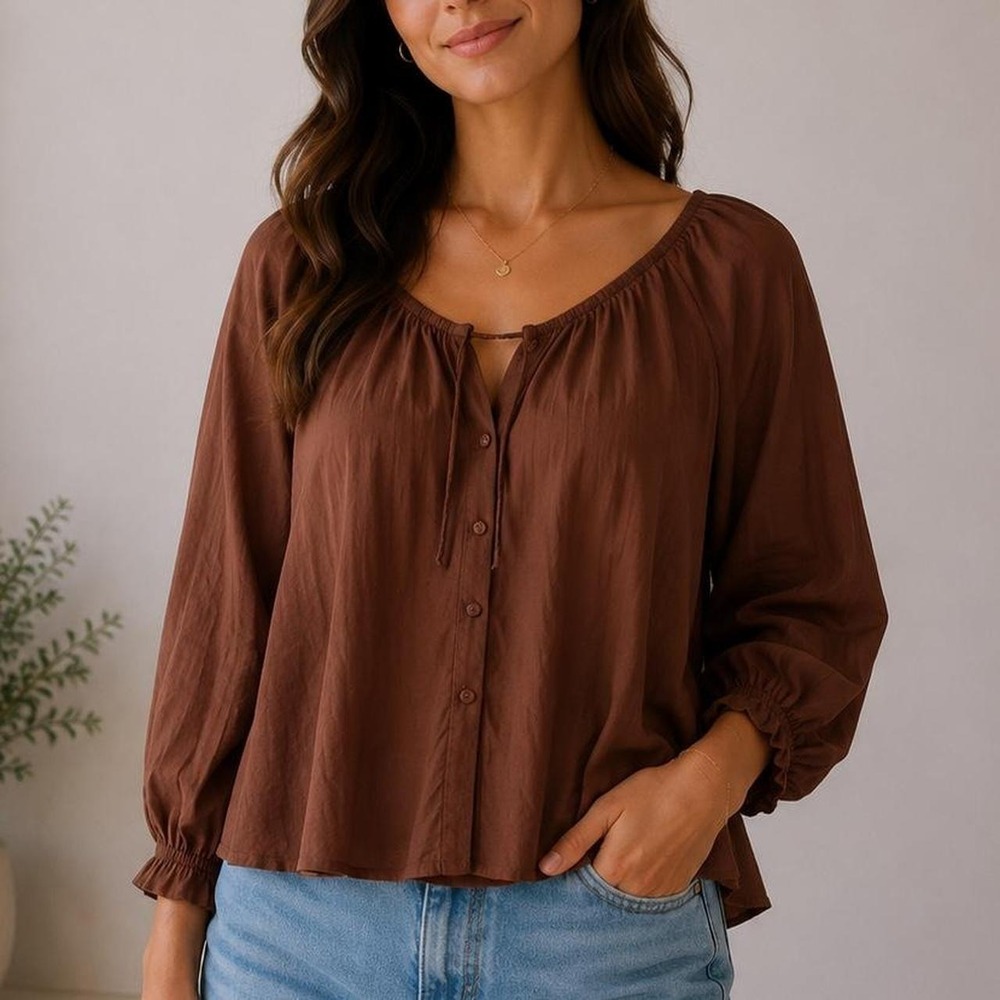 A New Day rust brown flowy blouse‎ 🤎